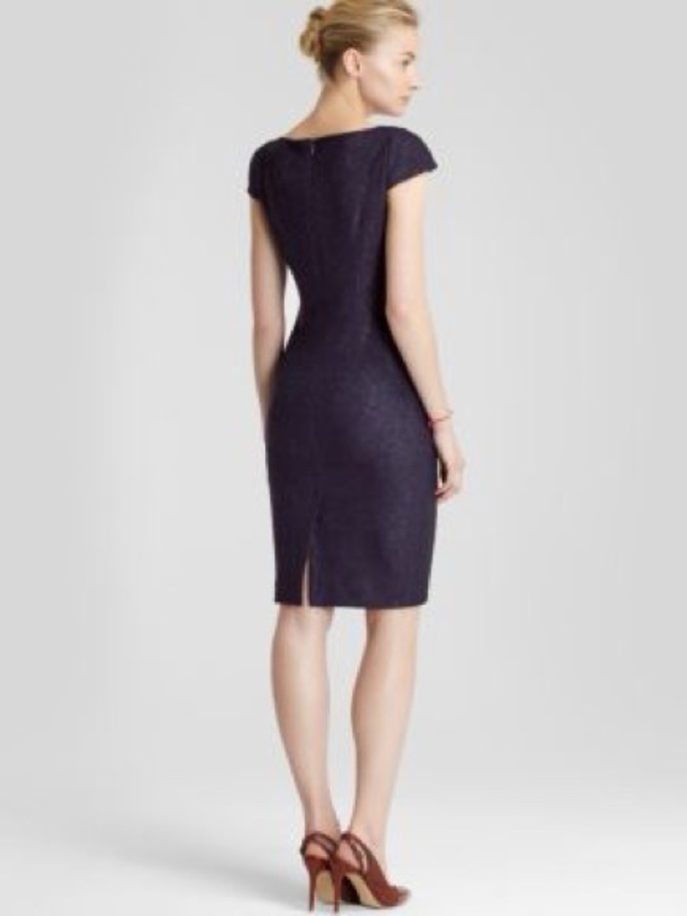 Reiss Marjorie Structured Navy Cap Sleeve Floral Dress Size 4 - Picture 2 of 10